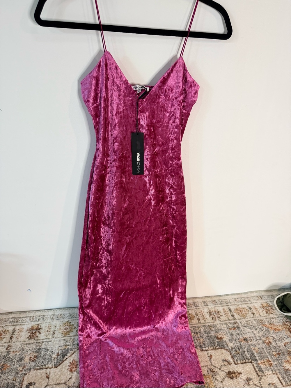 Fashion Nova Step on the Scene Velvet Midi Dress Pink